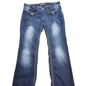 vtg Y2K Angels 8.5” Low Rise Streetwear Straight Leg Denim Blue Jeans Size 17